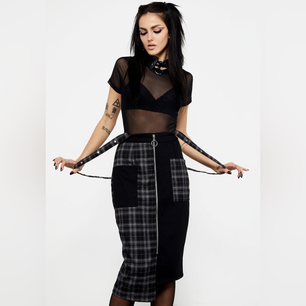Disturbia Underground Bondage Strap Pencil Skirt US 4 / UK 8